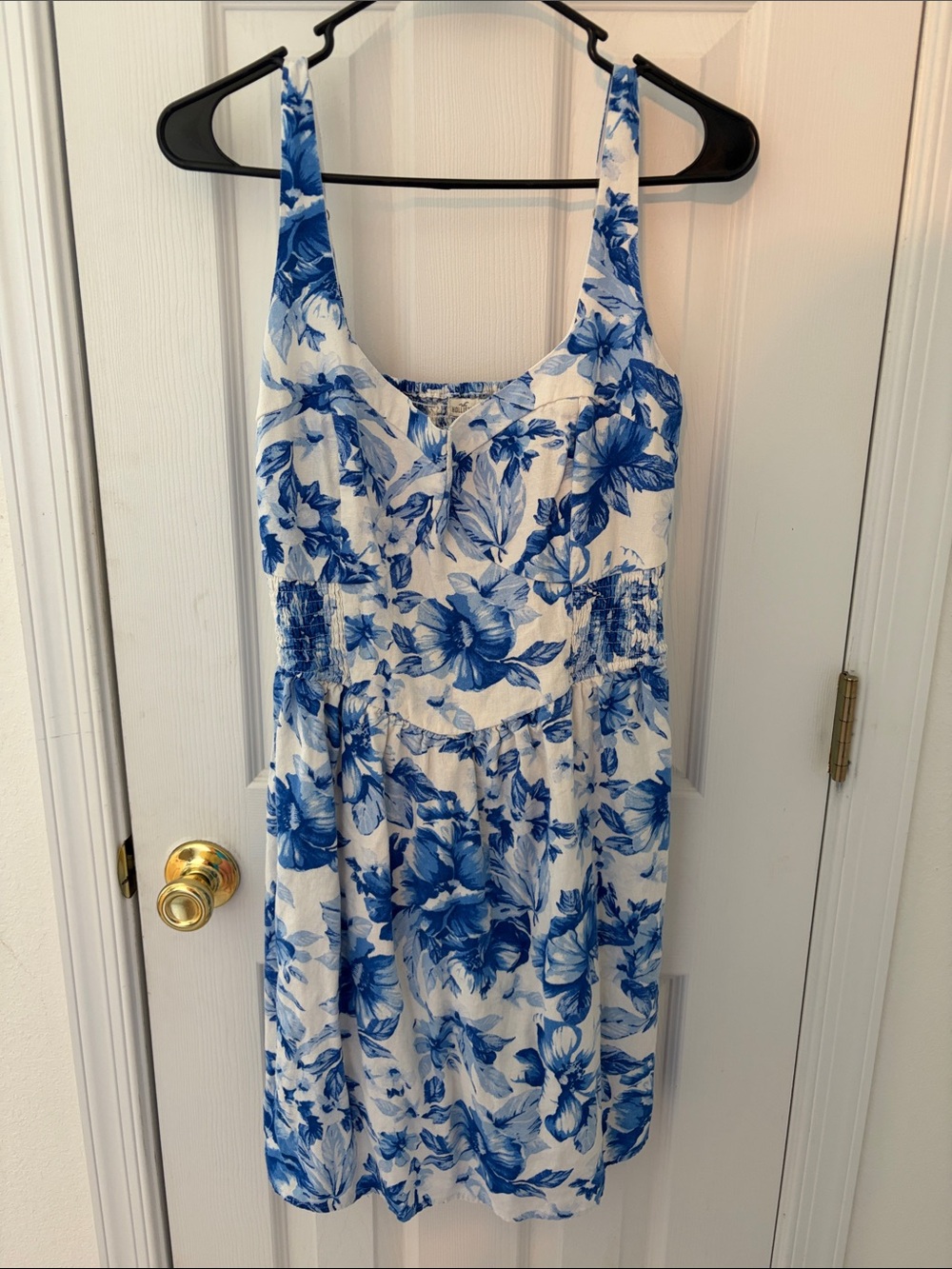Hollister White Mini Skirted Romper with Blue Floral Print